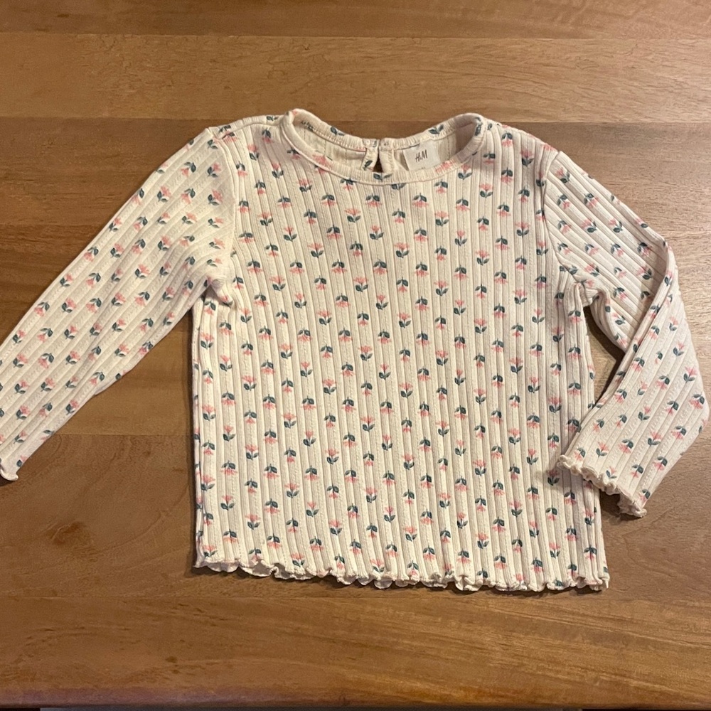 H&M Floral Ribbed Long Sleeve Shirt size 2T